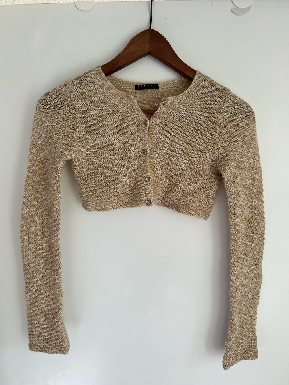 Sisley Cropped Knit Cardigan - Beige